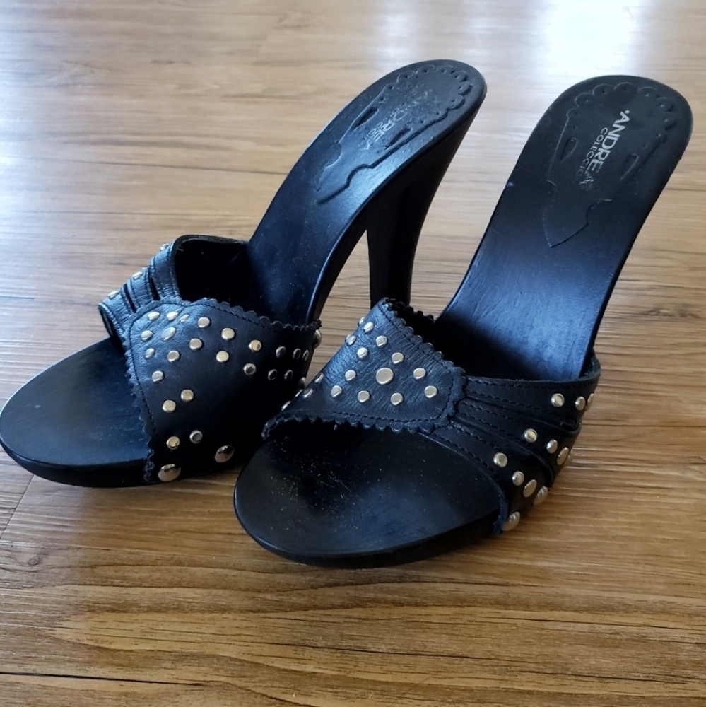 ANDREA COLECCION Black studded high heel sandal
